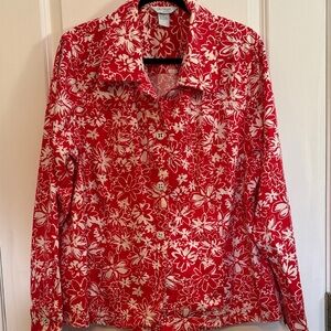 Koret Vibrant Red and White Floral Jean Jacket